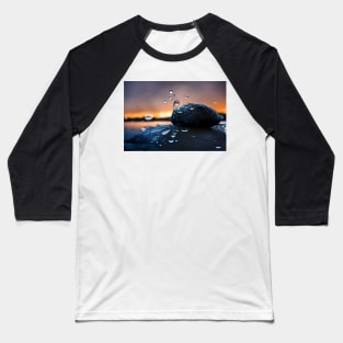 Rock With Raindrops,In The Sunset, Macro Background, Close-up Baseball T-Shirt